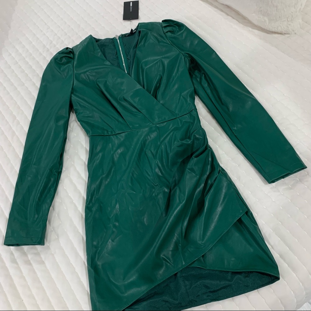 FashionNova green faux leather dress